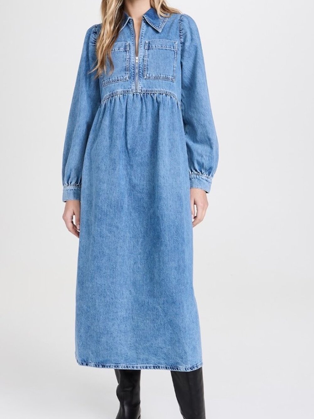 Aligne Light Wash 'Gabriella' Style Denim Midi Dress